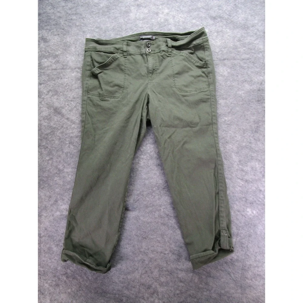 Torrid Jeans Womens 20 green Stretch Denim roll up snap‎ ankle pre-owned